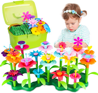 CENOVE Blumengarten Spielzeug für 3-6 Jährige Mädchen, DIY Bouquet Sets mit Aufbewahrungskiste, Kunst Blumenarrangement Geschenk für Mädchen und Jungen (130PCS)  - Jetzt bei Amazon kaufen*