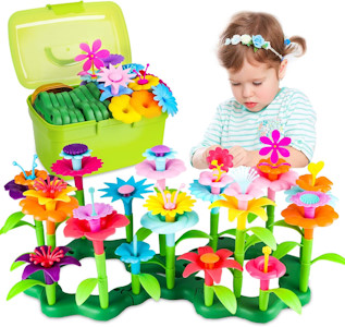 CENOVE Blumengarten Spielzeug für 3-6 Jährige Mädchen, DIY Bouquet Sets mit Aufbewahrungskiste, Kunst Blumenarrangement Geschenk für Mädchen und Jungen (130PCS)