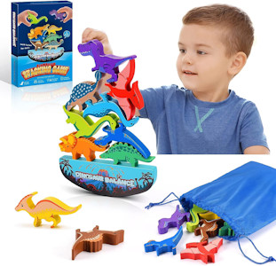 DejaNard Dinosaurier-Stapelspielzeug aus Holz, Montessori Spielzeug & Weihnachts-Geschenke für Kinder - Jetzt bei Amazon kaufen*