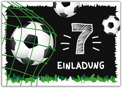 12 Einladungskarten zum 7. Kindergeburtstag siebte Geburtstag Jungen Fussball Fußball