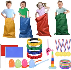Flintronic Kindergeburtstag Spiele, Outdoor Spiele Gartenspiele für Kinder Erwachsene, Eierlaufen, Medaillen, Kindergeburtstag für Kinderparty