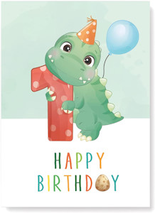 Friendly Fox Geburtstagskarte für Kinder, 1. Geburtstag, Dino Glückwunschkarte zum Kinder Geburtstag, A5 Happy Birthday Karte mit Umschlag  - Jetzt bei Amazon kaufen*