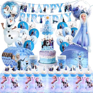 93 Stück Froze Geburtstag Deko Set, Partygeschirr Kindergeburtstag Eiskönig, Anna Und Elsa Geburtstagsdeko Ballons, Helium Luftballons Eiskönig, Frozen Tischdeko Geburtstag, Elsa Party Set