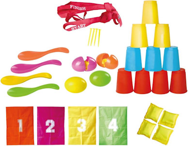 Knorrtoys 56000 - Party Set - "Fun" 32teilig, Sackhüpfen, Eierlaufen, Dosenwerfen