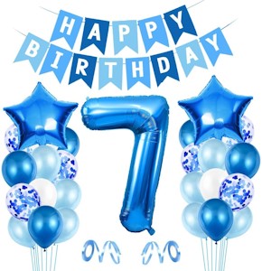 Luftballon 7. Geburtstag Blau, Ballon 7 Deko zum Geburtstag, Happy Birthday Folienballon, Riesen Folienballon Zahl 7, Ballon 7 Deko zum Geburtstag, Geburtstagsdeko Jungen 7 Jahr