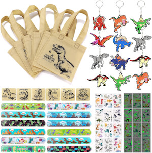 Tacobear Dinosaurier Party Mitgebsel Kindergeburtstag Junge Mädchen Tüten Kindergeburtstag Schnapparmband Kinder Dino Sticker Schlüsselanhänger Aufkleber
