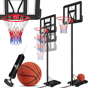 KESSER® Basketballkorb Premium mit Ständer Rollen Inkl. Basketball + Pumpe verstellbare Korbhöhe 230 bis 305 cm höhenverstellbar Korbanlage Outdoor komplett Basketballanlage für Erwachsene Kinder