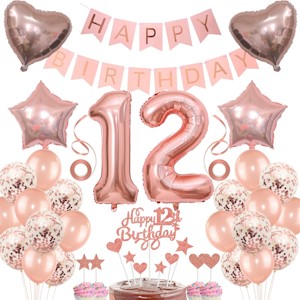 Deko 12. Geburtstag Mädchen Tortendeko 12 Geburtstag Mädchen Deko Geschenk für 12. Geburtstag Mädchen Rosegold Geburtstag 12 Mädchen 12 jahre Geburtstag deko Ballon 12 Geburtstag 12 jahre Mädchen 