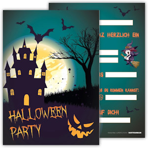 Einladungskarten für Kindergeburtstag oder Halloween-Party für Jungen oder Mädchen (Geisterschloss, 12 Stück im Kartenset)  - Jetzt bei Amazon kaufen*