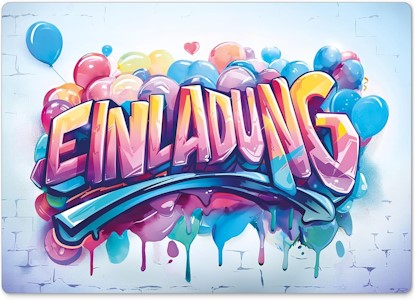 12 Einladungskarten Kindergeburtstag Graffiti für Junge & Mädchen - Geburtstagseinladung 
