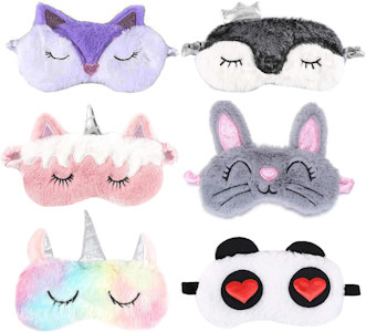 6 Packungen Augenmaske zum Schlafen Annimal Eye Mask Plüsch Cartoon Einhorn für erwachsene Kinder