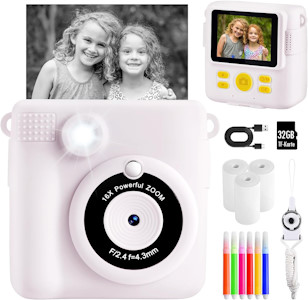 CHRERNA Kinderkamera Sofortbildkamera,1080P 2.4 Zoll Bildschirm Digitalkamera Kinder mit 32GB TF Karte,Druckpapier, Farbige Stifte,Geschenk für 3-12 Jahre Jungen und mädchen  - Jetzt bei Amazon kaufen*