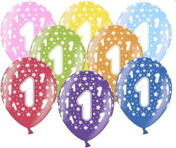 10 kunterbunte Luftballons 1 Made in EU Luftballon 1. Geburtstag Junge Mädchen Ballons 1 Metallic 30cm Ballon Zahl 1 