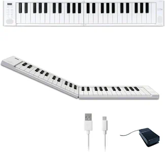 BLACKSTAR Zusammenklappbares, tragbares Klavier von Blackstar | 49 Tasten mit eingebautem USB-Akku und MIDI über USB 128 Klänge Klaviertastatur 1,01kg, 39cm, BA203012