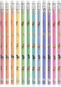 12 Stück Bleistifte Pferde Mädchen Geschenk Pferd Bleistift mit Radiergummi Kindergeburtstag Party Mitgebsel Einschulung Geschenke Schultüte Füllung Mädchen Junge 1. Klasse Geburtstag