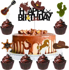 MEZHEN Cowboy Tortendeko Pferde Kuchen Deko Geburtstag Cupcake Topper Western Cowgirl Muffin Deko Torte Happy Birthday Kindergeburtstag Deko Herbst Hochzeit Geburtstagsdeko 25 Stück