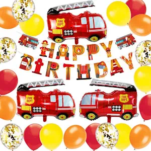Kindergeburtstag Feuerwehrauto Deko Junge kindergeburtstag deko Feuerwehrmann Geburtstagsfeier Dekoration Folien Luftballon Happy Birthday Banner Geburtstag Deko