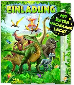 VULAVA 12x Dinosaurier EINLADUNGSKARTEN KINDERGEBURTSTAG Junge Mädchen - die Dino PARTY Karten sind die Dino EINLADUNG für Jungen Mädchen Kinder GEBURTSTAG Dino KINDERPARTY Dinosaurier MONSTER-PARTY 