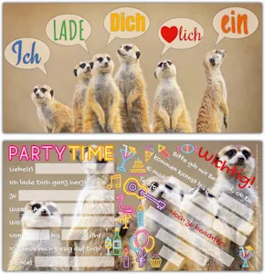 BREITENWERK 12er Set ERDMÄNNCHEN Einladungskarten - edle & witzige Einladungen zum Kinder-Geburtstag oder Party für Mädchen Jungen & Erwachsene