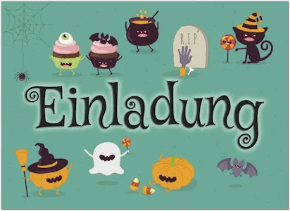 8 Halloween Einladungen mit Umschlägen - Monster-Essen witzig - Tolle Einladungskarten für die Halloween-Party für Kinder und Erwachsene