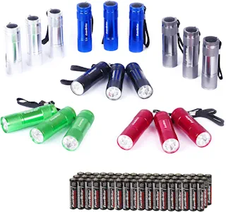 EverBrite 18tlg. LED Taschenlampen Set, mini kleine Taschenlampe mit Lanyard und 54 AAA Batterien, Mitgebsel Gastgeschenke Handlampe für Notfall, Outdoor, Camping [Energieklasse A]