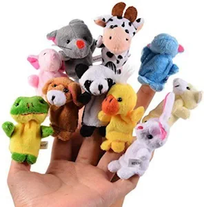10 x Klein Tierfiguren Fingerpuppe Samt Handpuppe, Plüschfigur Spielzeug Props für Geburtstag Kinder Party Taufe Babyparty Mitbringsel Geschenk