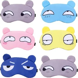 JCKD 6pcs Nette Cartoon Schlafende Augenmaske Weiche flauschige Abdeckung Augenmaske Reise Schlafende Gesichtsmaske Kinder Mädchen Männer Frauen Tagtraum Schlafende Gesichtsmaske