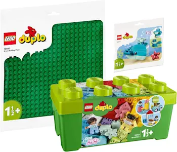 Lego DUPLO 3er Set: 10913 Steinebox, 10980 Bauplatte in Grün & 30648 Wal