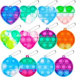 12 Stck Mini Pop Bubble Fidget Schlsselanhnger Silikon Sensory Toy