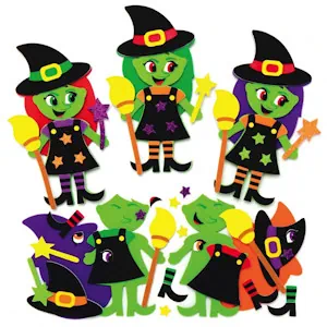 Baker Ross AX219 Halloween Hexen Mix & Match Deko Magnete Bastelset für Kinder - 8 Stück, Saisonale Kreativsets und Bastelbedarf zum Basteln und Dekorieren zur Winterzeit, Mittel