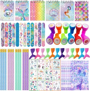 84 Stück Meerjungfrauen Kindergeburtstag Geschenke,Meerjungfrau Mitgebsel Give away kindergeburtstag Geschenke für Mädchen,Notizbuch Bleistift Radiergummi Armbänder Stempel Kinder Tattoos