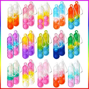 30 Stück Pop Push It Fidget Toy, Mini Silikon Schlüsselbund Toys, Anti Stress Sensorik Pop Figetttoys Spielzeug mit Schlüsselanhänger, Poppet Bubble Finger Toys Autismus for ADHS Squeeze Toys