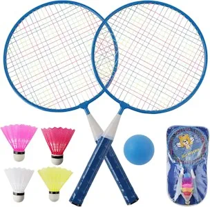 QKTYB Federball Set Kinder Ab 4 6 8 Jahr, Leicht Legierung Kinder Federball Set FüR AnfäNger Spieler Indoor Outdoor Sportspiel Mit Tragetasche