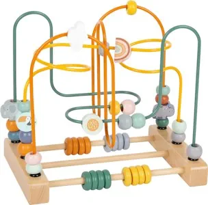 small foot Motorikschleife "Safari" aus Holz, Motorikspielzeug für Kinder, mit 3 Metallschleifen, ab 12 Monaten, 11956 