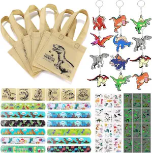 Tacobear Dinosaurier Party Mitgebsel Kindergeburtstag Junge Mädchen Tüten Kindergeburtstag Schnapparmband Kinder Dino Sticker Schlüsselanhänger Aufkleber